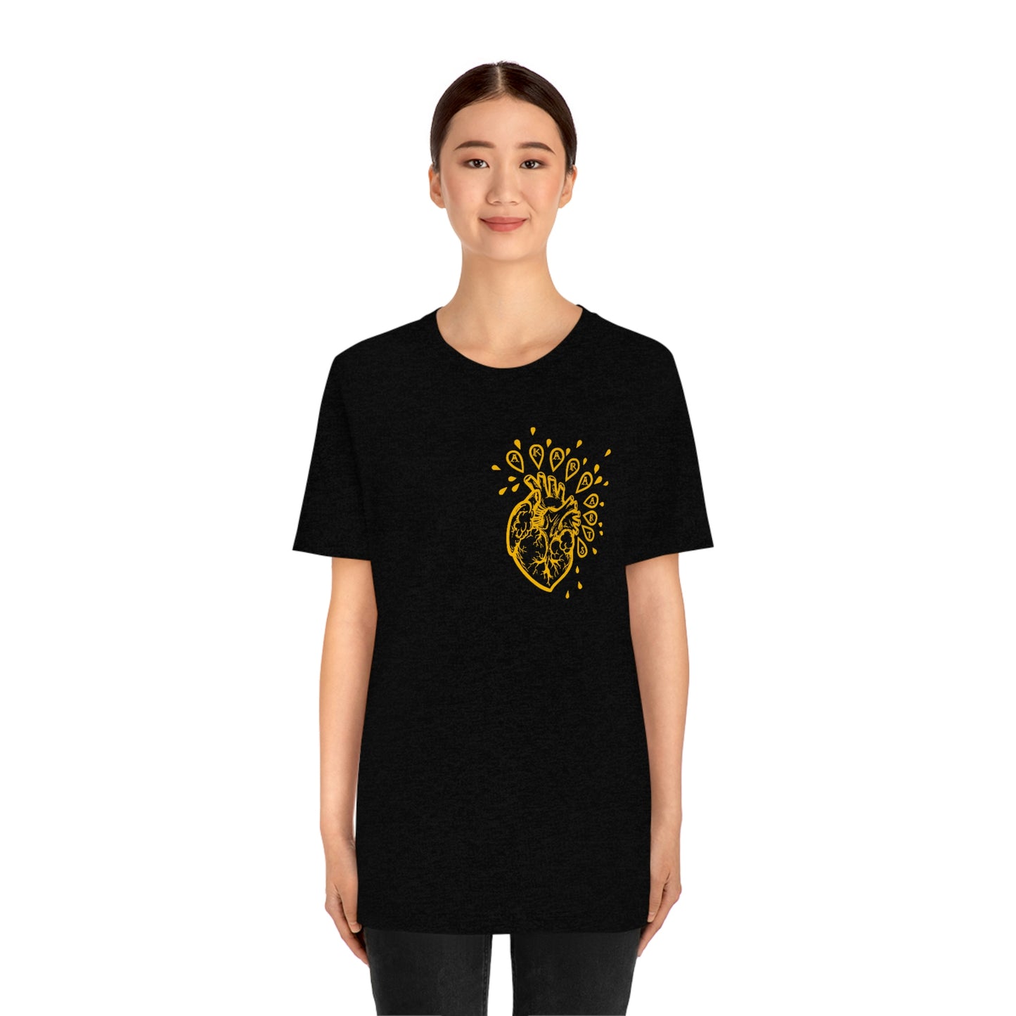 Verity Autumn Unisex Heart T-Shirt - Black