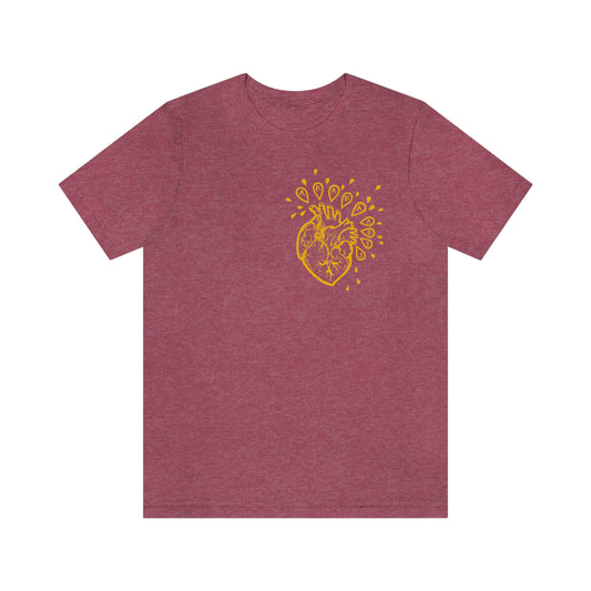 Verity Autumn Unisex Heart T-Shirt - Plum