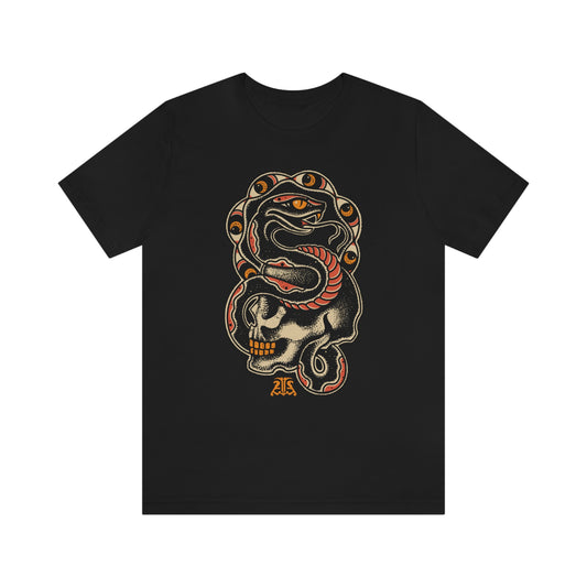 Skull Snake Unisex Jersey Short Sleeve T-Shirt-Black